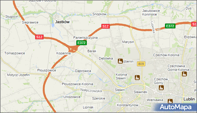 mapa Dębówka gmina Jastków, Dębówka gmina Jastków na mapie Targeo