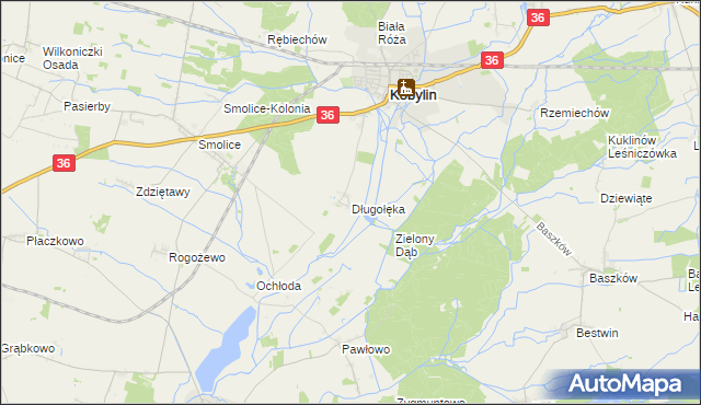 mapa Długołęka gmina Kobylin, Długołęka gmina Kobylin na mapie Targeo