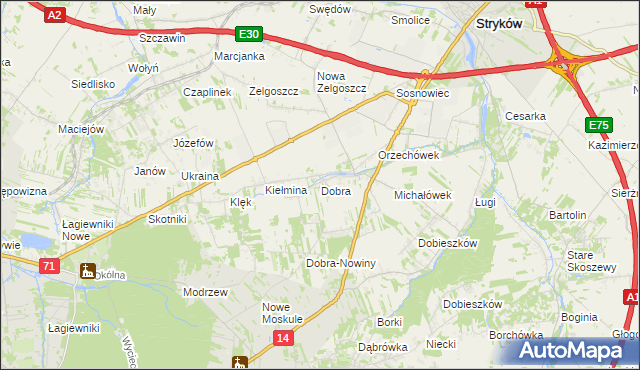 mapa Dobra gmina Stryków, Dobra gmina Stryków na mapie Targeo