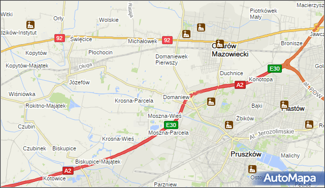 mapa Domaniew gmina Brwinów, Domaniew gmina Brwinów na mapie Targeo