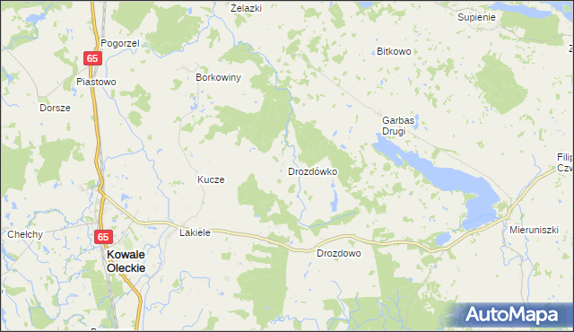 mapa Drozdówko gmina Kowale Oleckie, Drozdówko gmina Kowale Oleckie na mapie Targeo