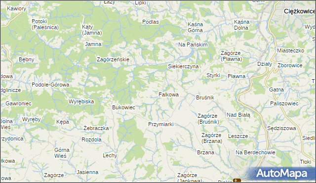 mapa Falkowa, Falkowa na mapie Targeo