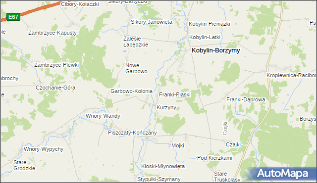 mapa Franki-Piaski, Franki-Piaski na mapie Targeo