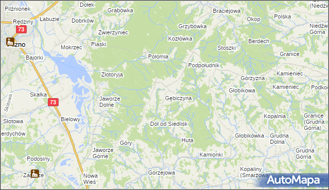 mapa Gębiczyna, Gębiczyna na mapie Targeo