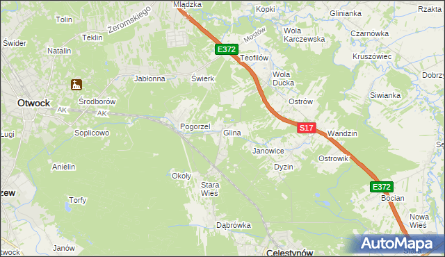 mapa Glina gmina Celestynów, Glina gmina Celestynów na mapie Targeo