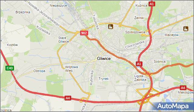 mapa Gliwic, Gliwice na mapie Targeo