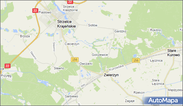 mapa Golczewice, Golczewice na mapie Targeo