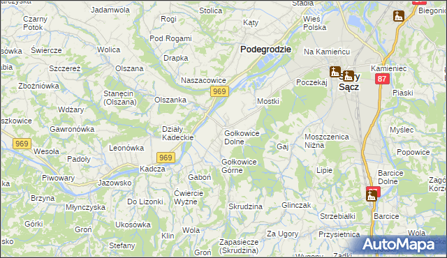 mapa Gołkowice Dolne, Gołkowice Dolne na mapie Targeo