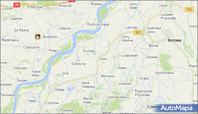 mapa Górki gmina Borowa, Górki gmina Borowa na mapie Targeo