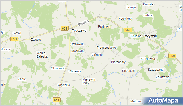 mapa Górskie gmina Wyszki, Górskie gmina Wyszki na mapie Targeo