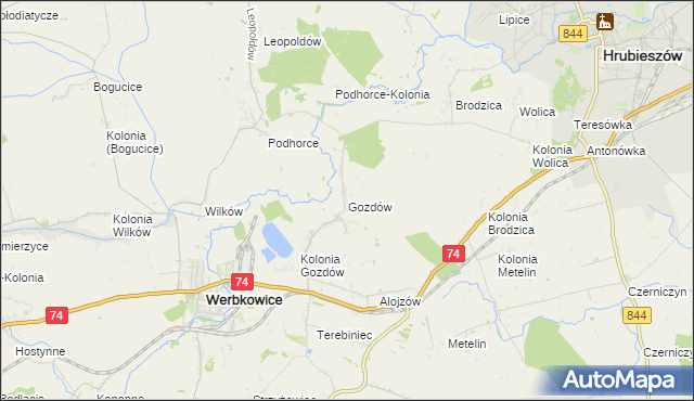 mapa Gozdów gmina Werbkowice, Gozdów gmina Werbkowice na mapie Targeo