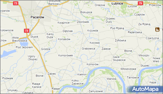 mapa Grabowica gmina Pacanów, Grabowica gmina Pacanów na mapie Targeo