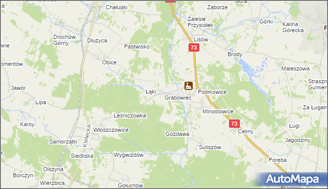 mapa Grabowiec gmina Chmielnik, Grabowiec gmina Chmielnik na mapie Targeo