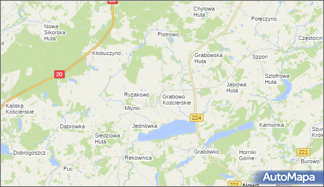 mapa Grabowo Kościerskie, Grabowo Kościerskie na mapie Targeo