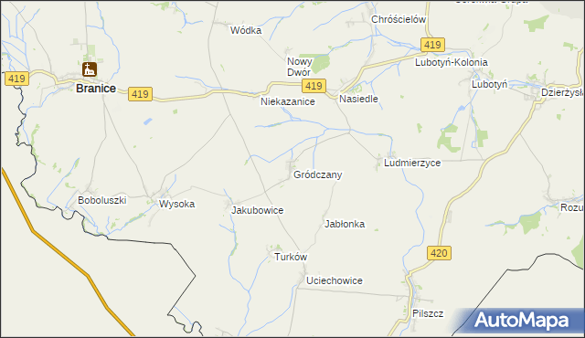 mapa Gródczany, Gródczany na mapie Targeo