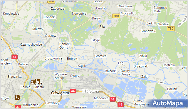 mapa Gromiec, Gromiec na mapie Targeo