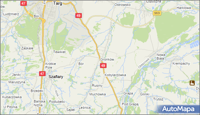 mapa Gronków, Gronków na mapie Targeo