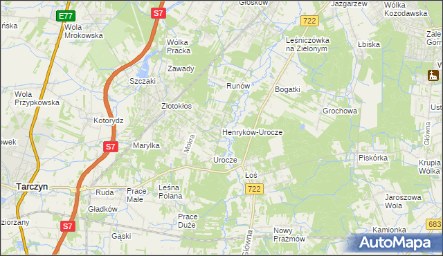 mapa Henryków-Urocze, Henryków-Urocze na mapie Targeo