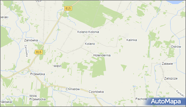 mapa Holendernia gmina Jabłoń, Holendernia gmina Jabłoń na mapie Targeo