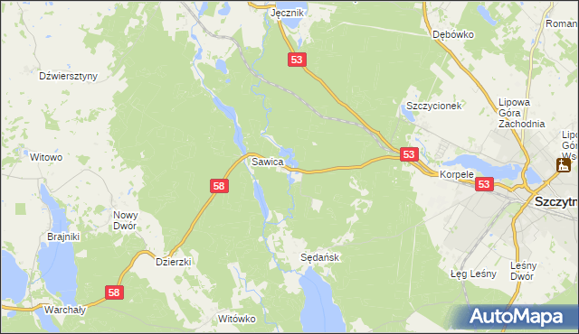 mapa Janowo gmina Szczytno, Janowo gmina Szczytno na mapie Targeo