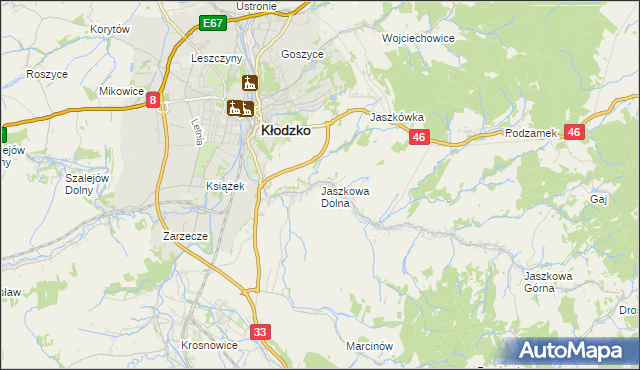 mapa Jaszkowa Dolna, Jaszkowa Dolna na mapie Targeo