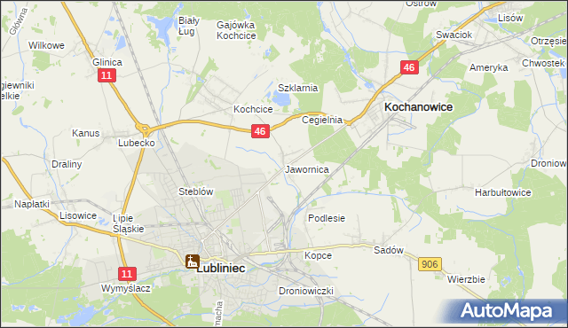 mapa Jawornica gmina Kochanowice, Jawornica gmina Kochanowice na mapie Targeo