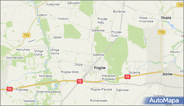 mapa Józefów gmina Rogów, Józefów gmina Rogów na mapie Targeo