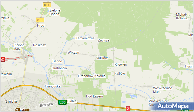 mapa Julków gmina Biała Podlaska, Julków gmina Biała Podlaska na mapie Targeo