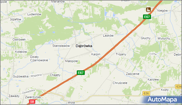 mapa Karpin gmina Dąbrówka, Karpin gmina Dąbrówka na mapie Targeo