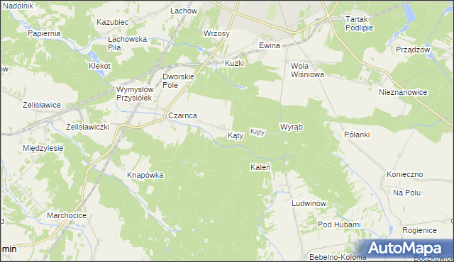 mapa Kąty gmina Włoszczowa, Kąty gmina Włoszczowa na mapie Targeo