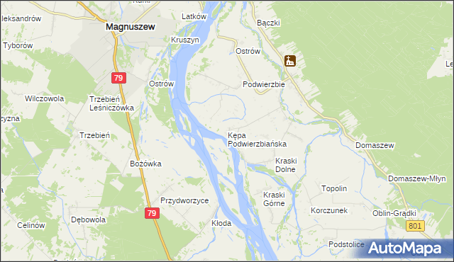 mapa Kępa Podwierzbiańska, Kępa Podwierzbiańska na mapie Targeo