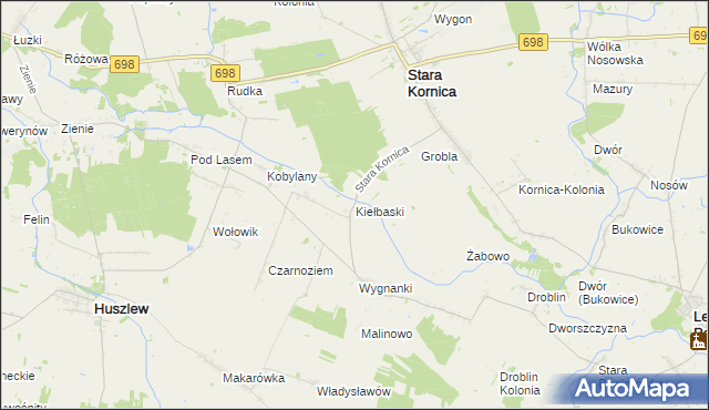 mapa Kiełbaski, Kiełbaski na mapie Targeo