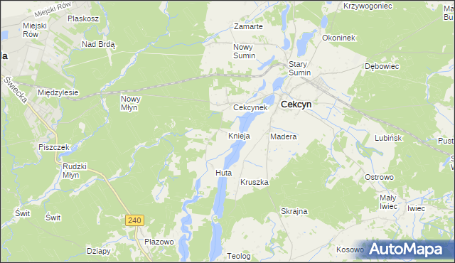 mapa Knieja gmina Cekcyn, Knieja gmina Cekcyn na mapie Targeo