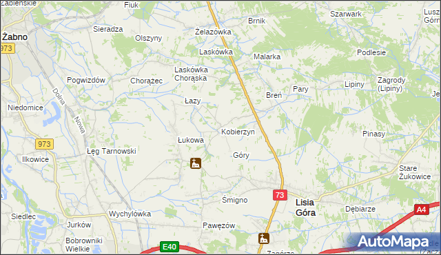 mapa Kobierzyn gmina Lisia Góra, Kobierzyn gmina Lisia Góra na mapie Targeo