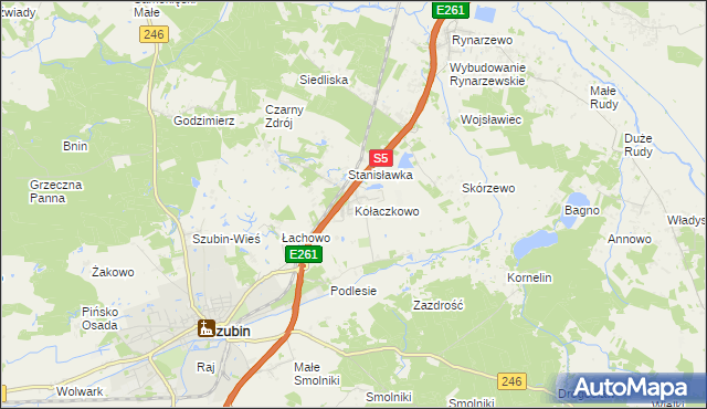 mapa Kołaczkowo gmina Szubin, Kołaczkowo gmina Szubin na mapie Targeo