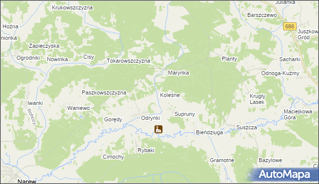 mapa Koleśne, Koleśne na mapie Targeo