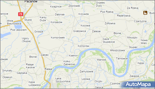 mapa Komorów gmina Pacanów, Komorów gmina Pacanów na mapie Targeo