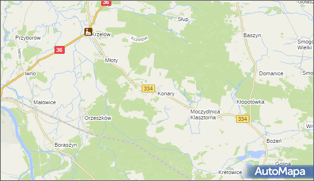 mapa Konary gmina Wińsko, Konary gmina Wińsko na mapie Targeo