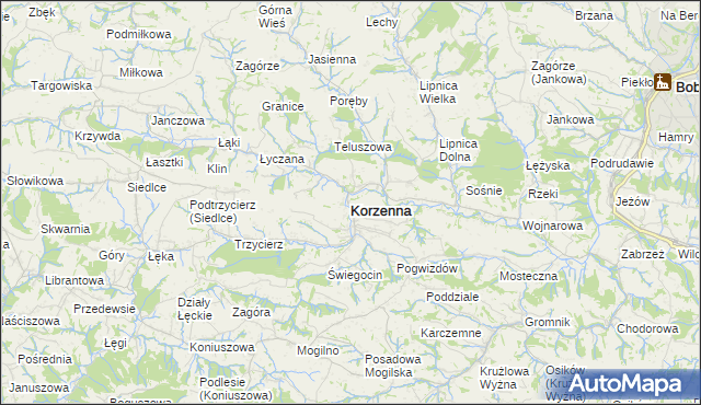 mapa Korzenna, Korzenna na mapie Targeo