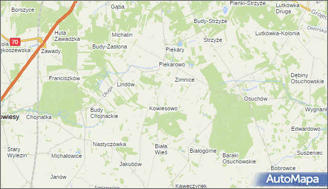 mapa Kowiesy gmina Mszczonów, Kowiesy gmina Mszczonów na mapie Targeo