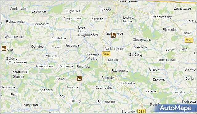 mapa Koźmice Małe, Koźmice Małe na mapie Targeo