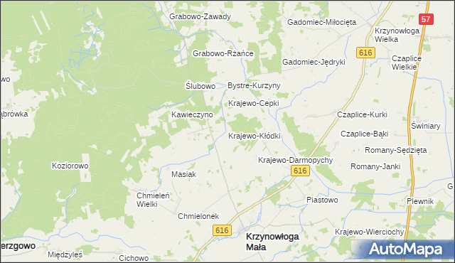 mapa Krajewo-Kłódki, Krajewo-Kłódki na mapie Targeo