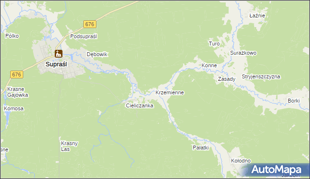 mapa Krzemienne, Krzemienne na mapie Targeo