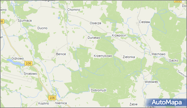 mapa Krzemykowo, Krzemykowo na mapie Targeo