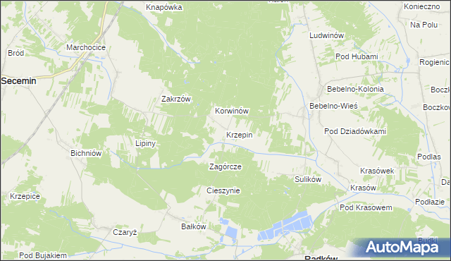 mapa Krzepin, Krzepin na mapie Targeo