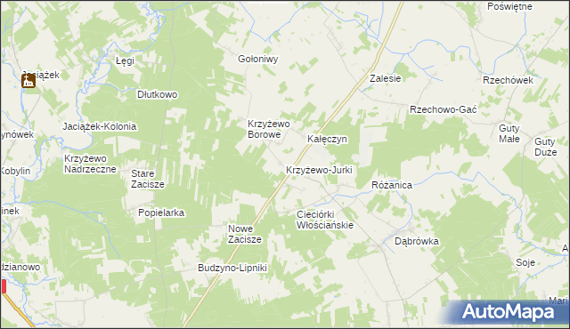 mapa Krzyżewo-Jurki, Krzyżewo-Jurki na mapie Targeo