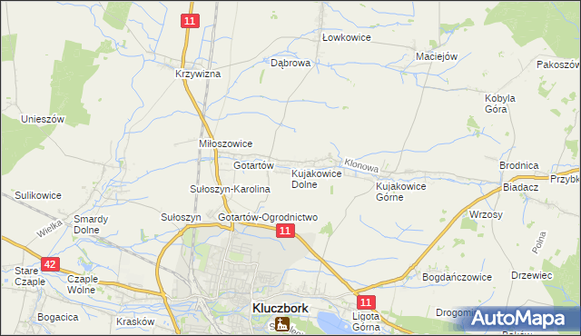 mapa Kujakowice Dolne, Kujakowice Dolne na mapie Targeo