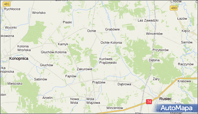 mapa Kurówek Prądzewski, Kurówek Prądzewski na mapie Targeo