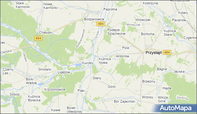 mapa Kuźnica Nowa, Kuźnica Nowa na mapie Targeo