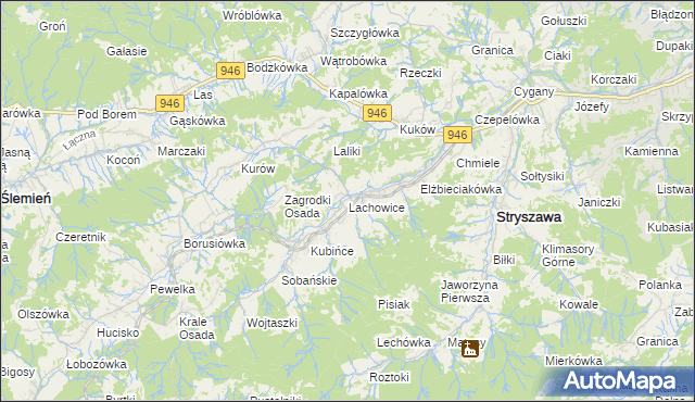 mapa Lachowice, Lachowice na mapie Targeo